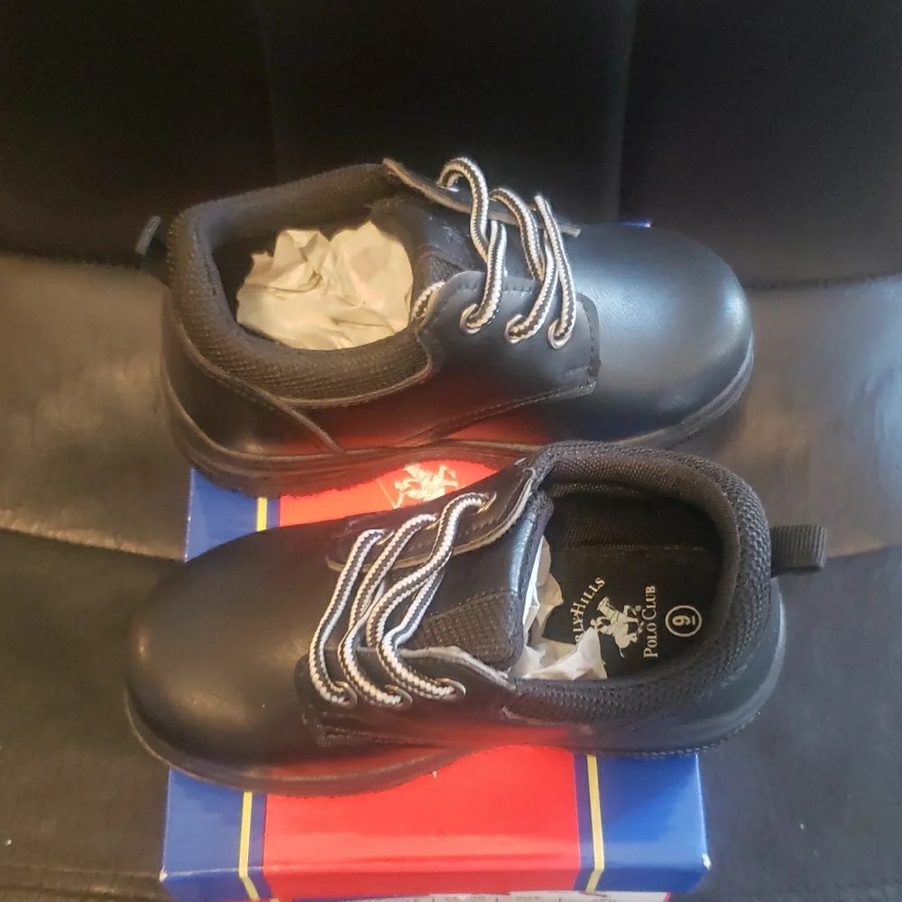 Kids Black Lace-Up Shoes